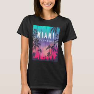 T-shirt Miami Floride Sunset I Love Miami Beach Souvenir