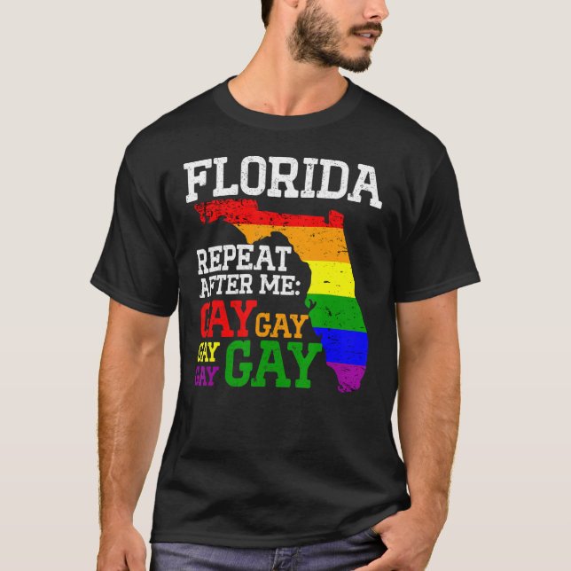T-shirt Miami Lgbtq Pride Parade Floride Répéter après moi (Devant)