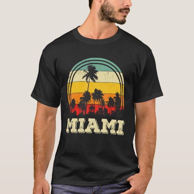 T-shirt Miami Palm Trees Retro Floride Miami Beach Fort La (Devant)