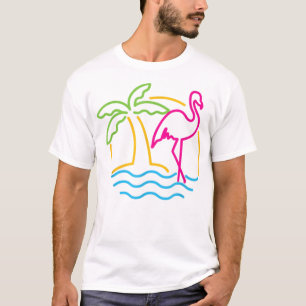 T-shirt Miami Retro Neon Flamant rose rose des années 80 