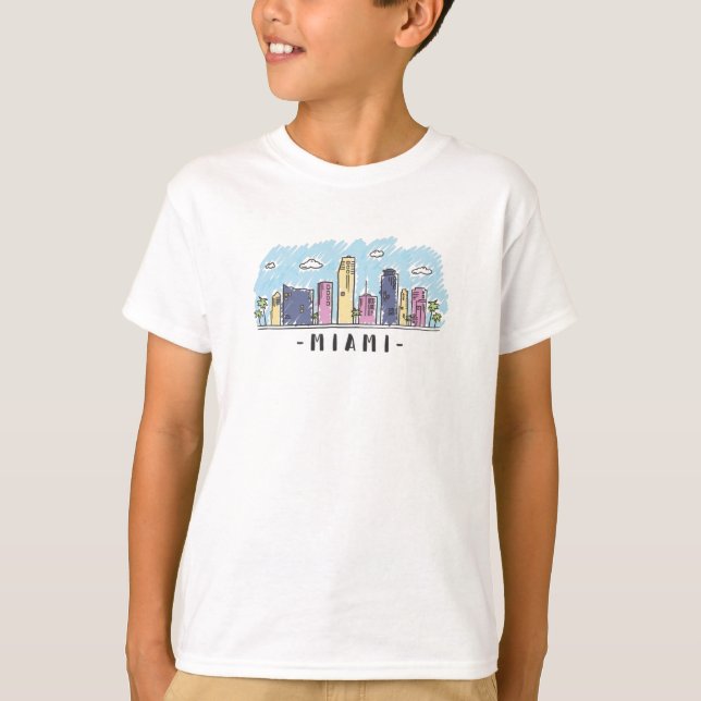 T-shirt Miami Skyline (Devant)