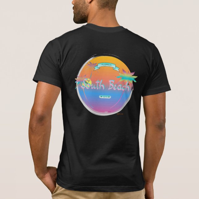 T-shirt Miami-South Beach Floride, Cool Graphic noir (Dos)