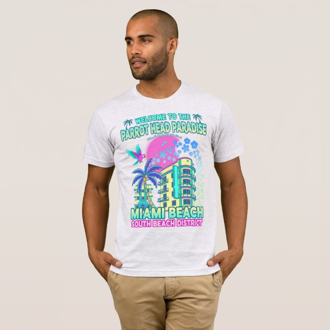 T-shirt Miami South Beach Floride Paradis des Perroquets (Devant entier)