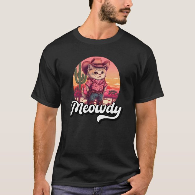 T-shirt Miaou Texas Chat Mème Musique Country Cowgirl Mign (Devant)