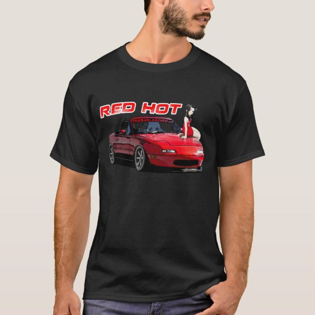 T-shirt Miata MX-5 d'un rouge ardent (Devant)