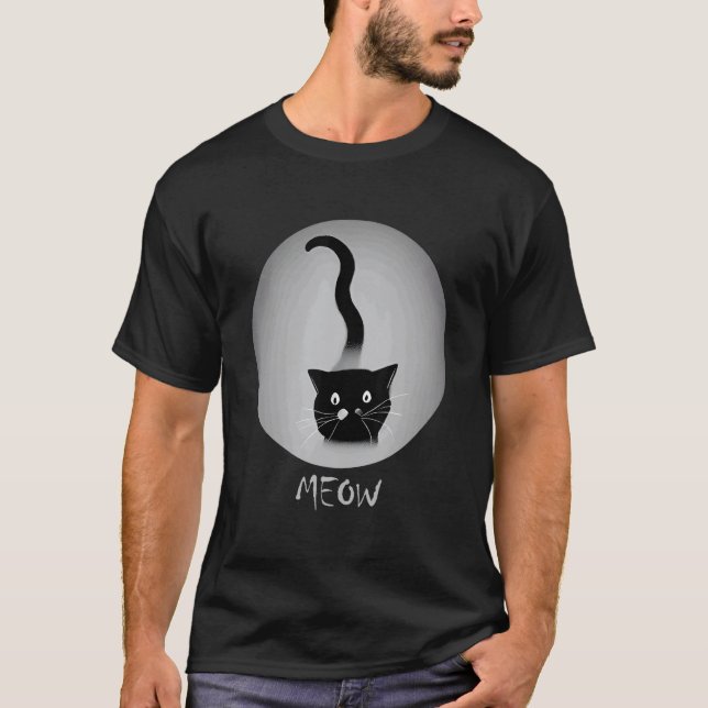 T-shirt Miau de chat noir   Chats Conception de chaton (Devant)
