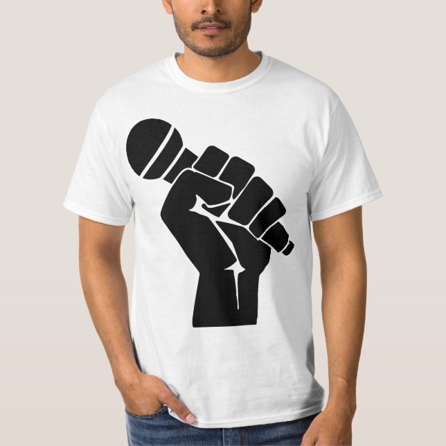 T-shirt Mic Raise - Old School Hip Hop Microphone Graphic  (Devant)