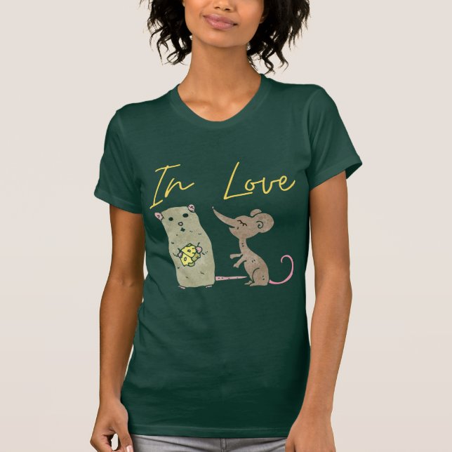 T-shirt Mice in love, love birds (Devant)