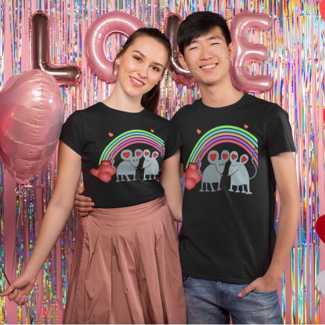 T-shirt Mice in Love Valentines Dark Unisex (Mice in Love Valentines Dark Unisex T-Shirt)