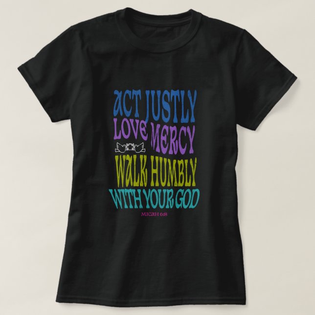 T-shirt Micée 6:8 Écriture Colorée  (Design devant)