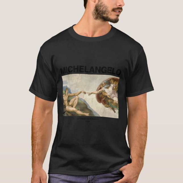 T-shirt Michelangelo - The Creation Of Adam _ Famous Paint (Devant)
