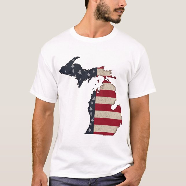 T-shirt Michigan Fière | Americana Stars and Stripes (Devant)