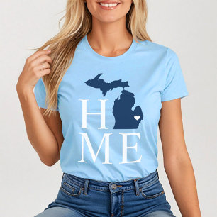 T-shirt Michigan Home Marine Blue Custom Heart City Marker
