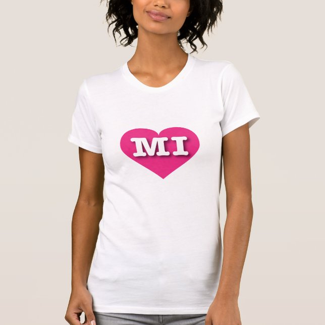 T-shirt MIchigan Hot Pink Heart - J'aime MI (Devant)