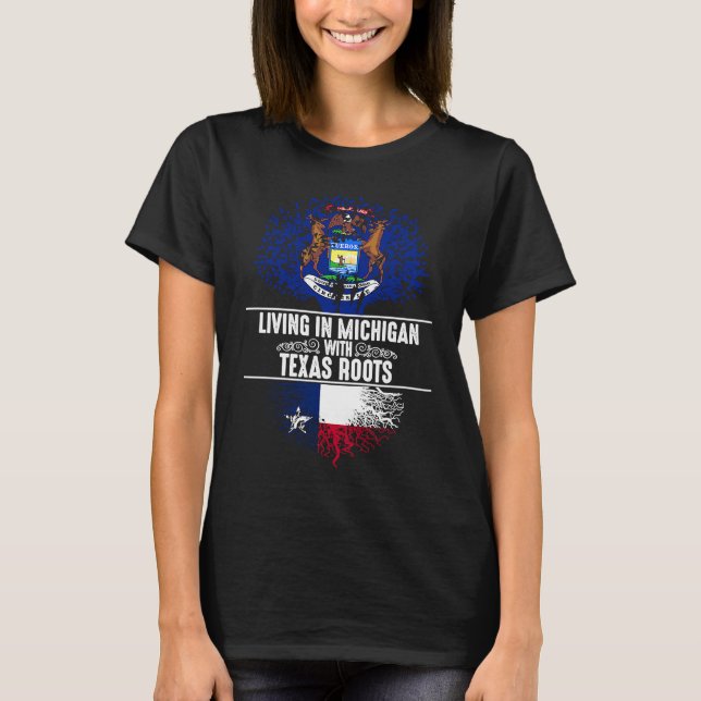 T-shirt Michigan Maison Texas Racines État Arbre Drapeau A (Devant)