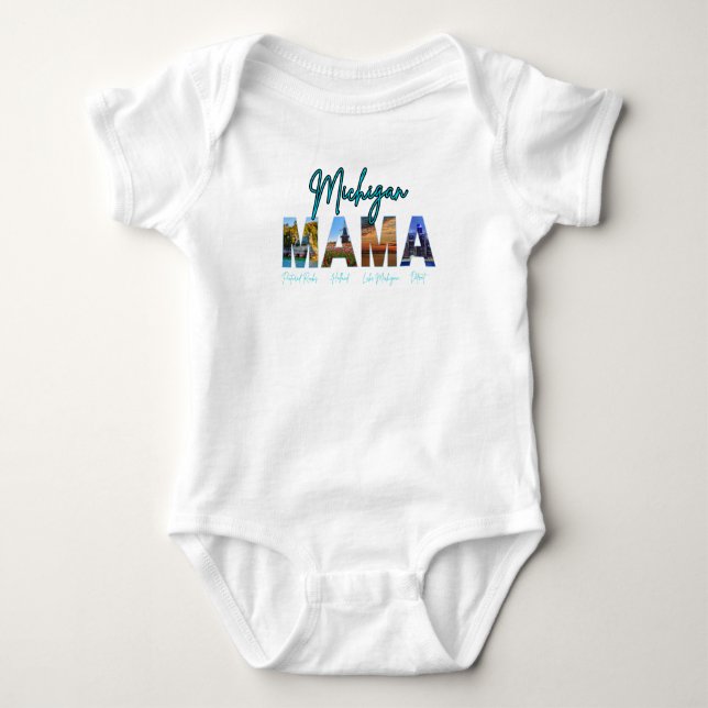 T-shirt "Michigan Mama" avec points de repère MI (Devant)