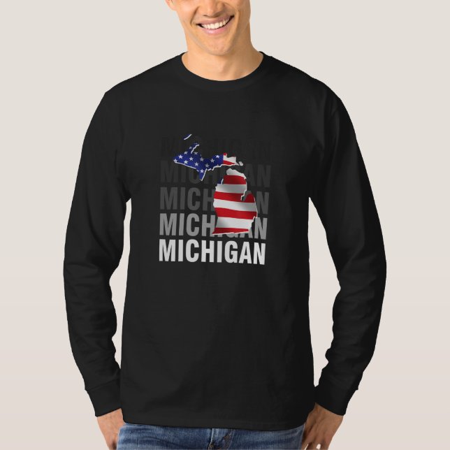 T-shirt Michigan Map USA Drapeau (Devant)