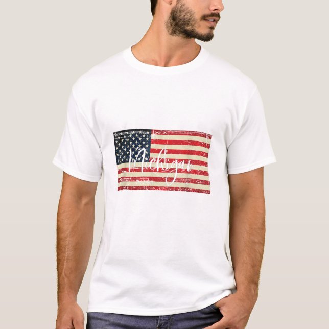 T-shirt Michigan Patriot American Flag Heart Day (Devant)