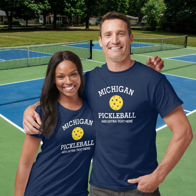 T-shirt Michigan Pickleball Ajouter un club Nom du partena (Créateur téléchargé)
