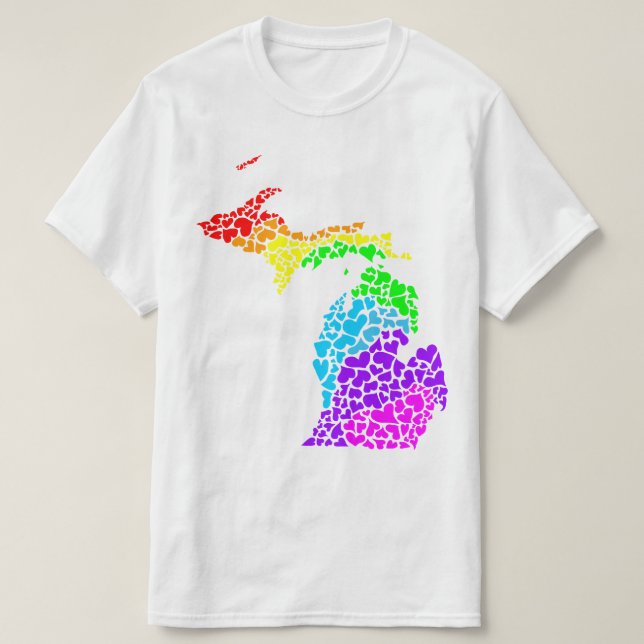 T-shirt michigan pride : arc-en-ciel (Design devant)