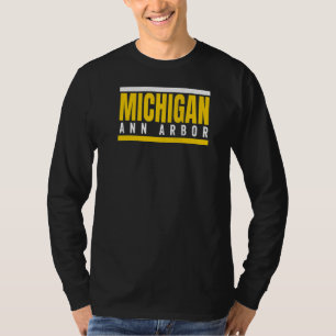 T-shirt Michigan rayé jaune blanc rétro rayé Michiga rayé