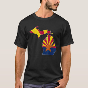 T-shirt MICHIGAN STATE MAP ARIZONA AZ Drapeau Racines Homm
