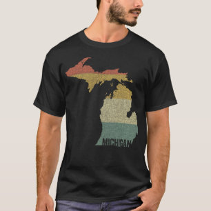 T-shirt Michigan Vintage Retro Sunset State Map Trouvé