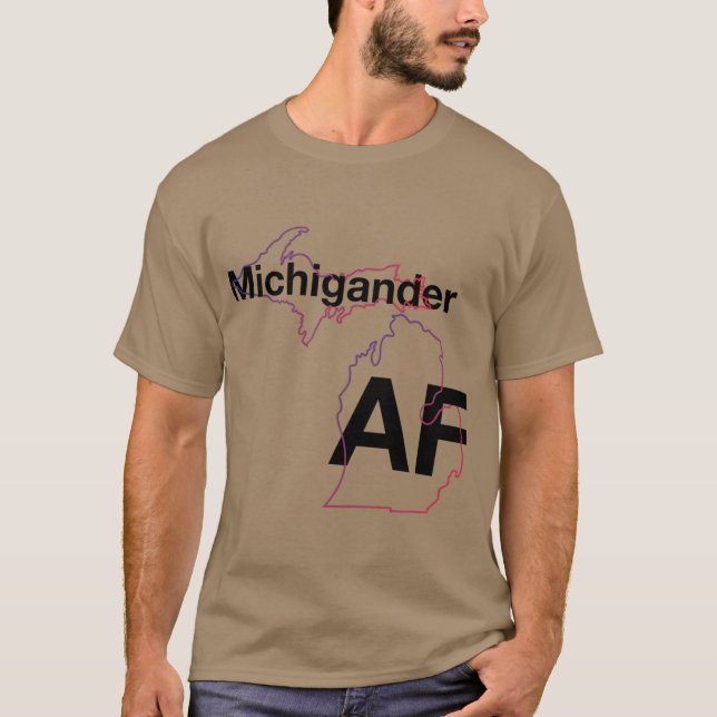 T-shirt Michigander AF Minimalist Michigan State Outline O (Devant)
