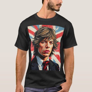 T-shirt Mick Jagger Rolling Stones devant un Union Jac
