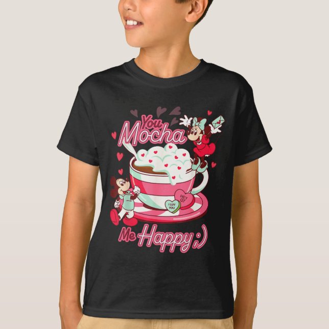 T-shirt Mickey &amp; Minnie Valentine's Day You Mocha Me H (Devant)
