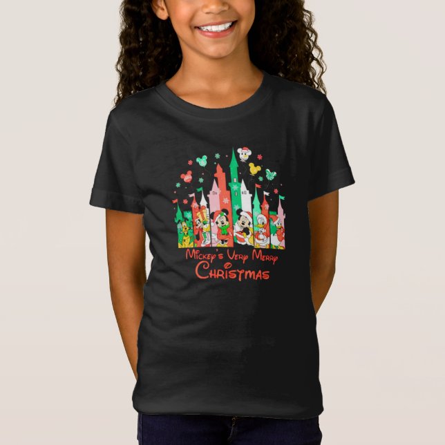 T-Shirt Mickey & Friends Very Merry Christmas Castle Disne (Devant)