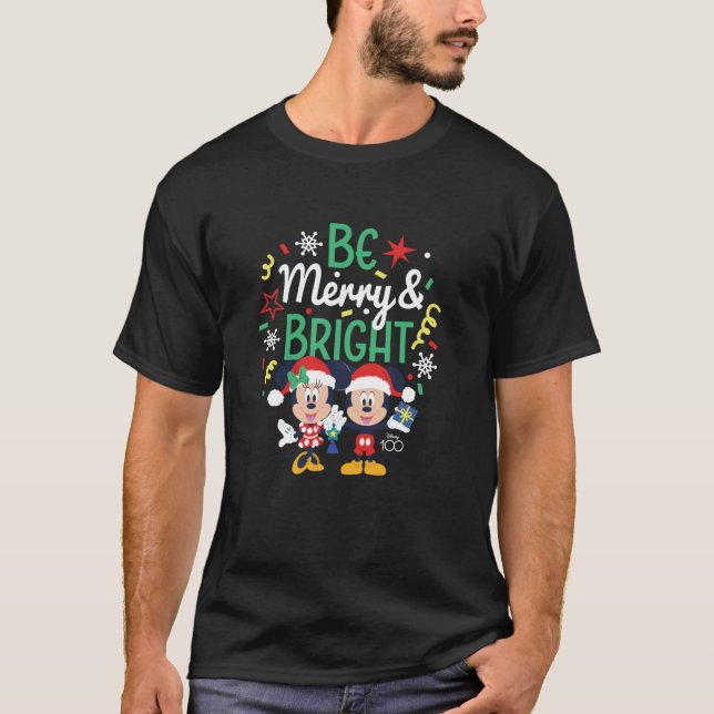 T-shirt Mickey Minnie Be Merry Bright (Devant)