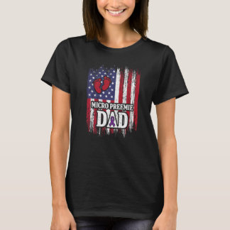 T-shirt Micro Preemie NICU USA Drapeaux Papa Naissance pré