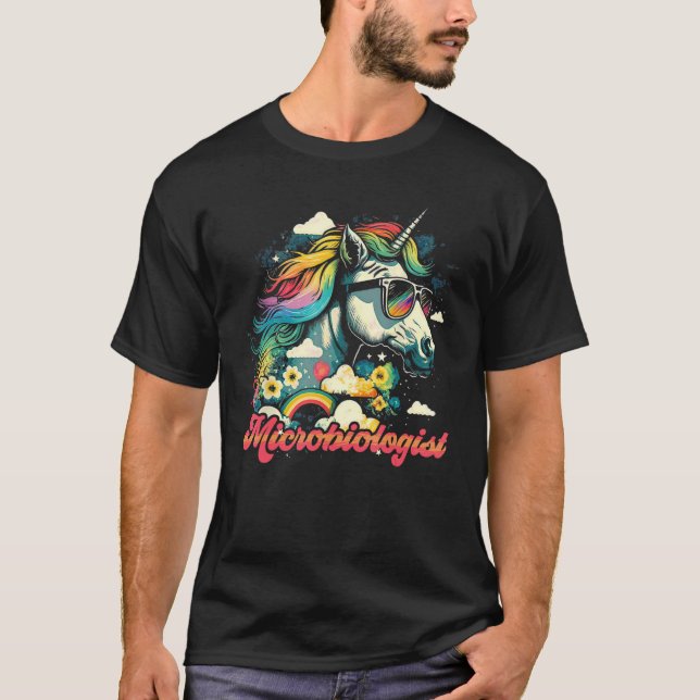 T-shirt Microbiologiste de la licorne arc-en-ciel Microbio (Devant)
