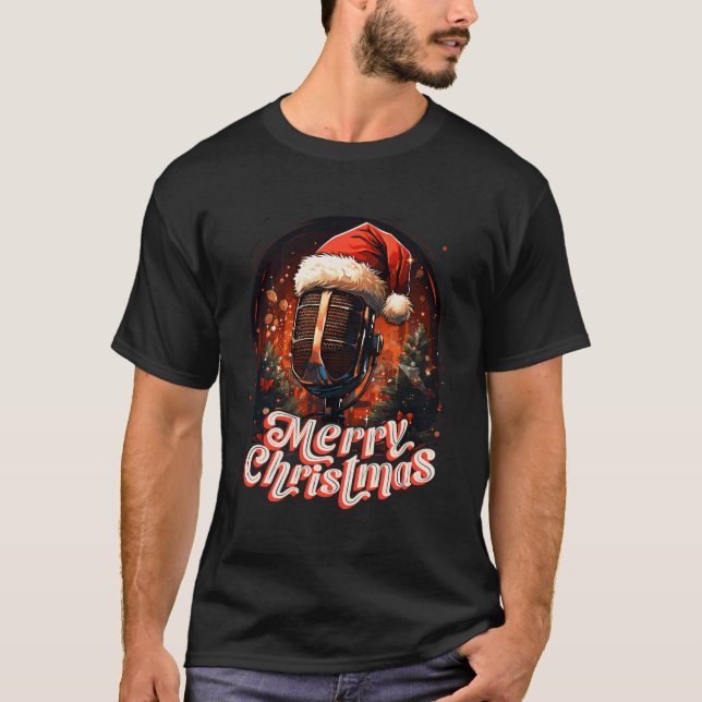 T-shirt Microphone Chant Musique Aimer Joyeux Noël Si (Devant)