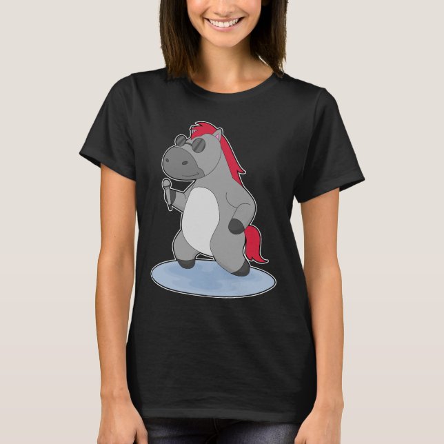 T-shirt Microphone Chanteur de Cheval Chantant (Devant)
