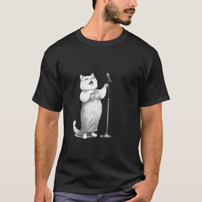 T-shirt Microphone Chat Vocal Star Drôle De Scène (Devant)