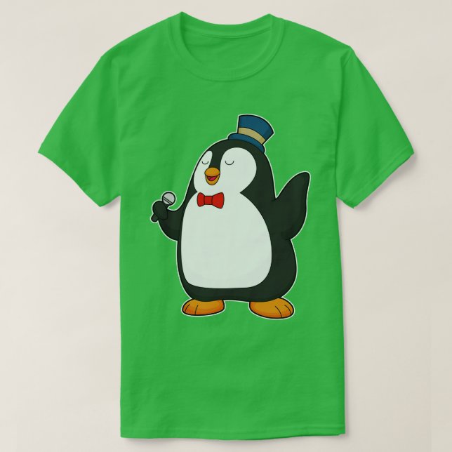 T-shirt Microphone du chanteur de pingouin (Design devant)