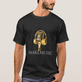 T-shirt Microphone Et Casque Musicien Gold
