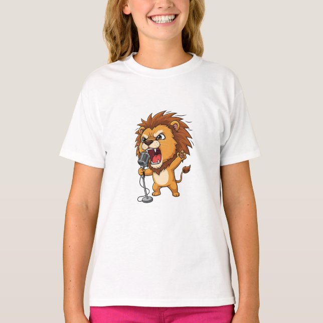 T-shirt Microphone Kids Rockin Lion (Devant)