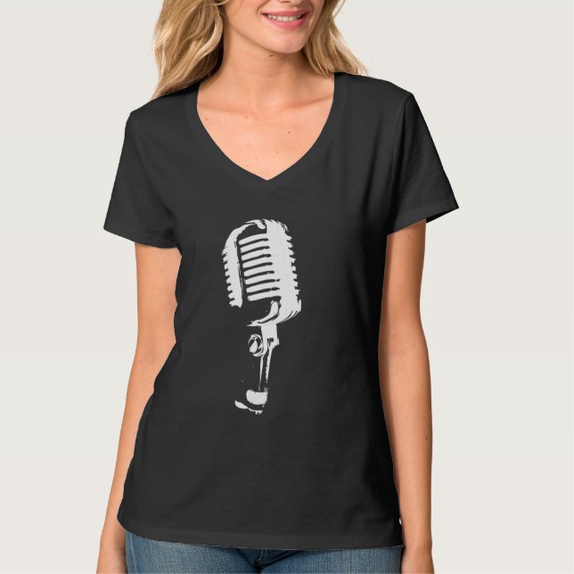 T-shirt Microphone Microphone de style les années 50 (Devant)