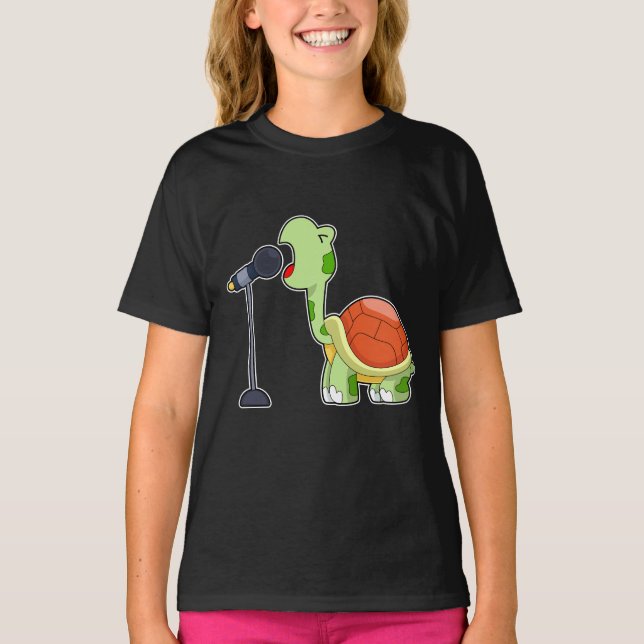 T-shirt Microphone musical tortue chanteuse (Devant)