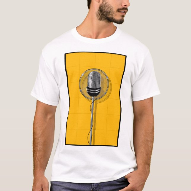 T-shirt Microphone Rétro sur Jaune Gras (Devant)
