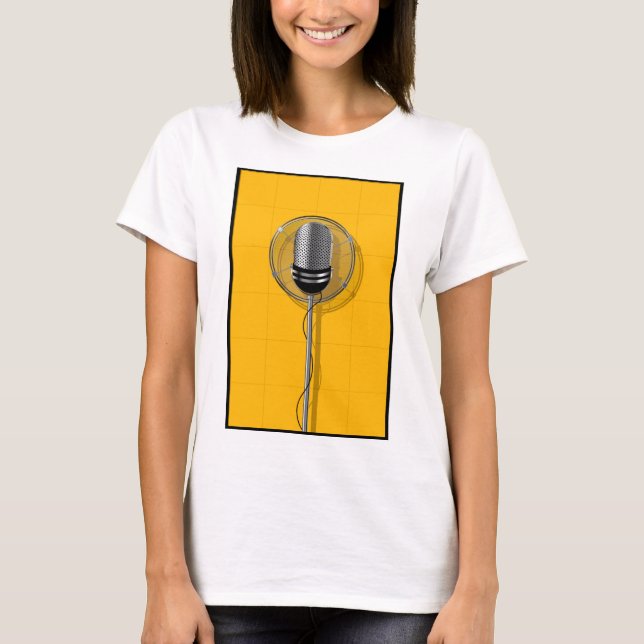 T-shirt Microphone Rétro sur Jaune Gras (Devant)