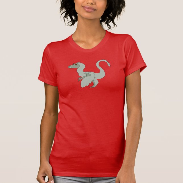 T-shirt Microraptor Dinosaur Adult Red  (Devant)