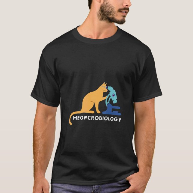 T-shirt Microscope Bactéries Science Microbiologie Chat (Devant)