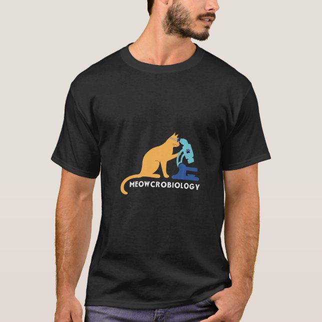 T-shirt Microscope Bactéries Science Microbiologie Chat (Devant)