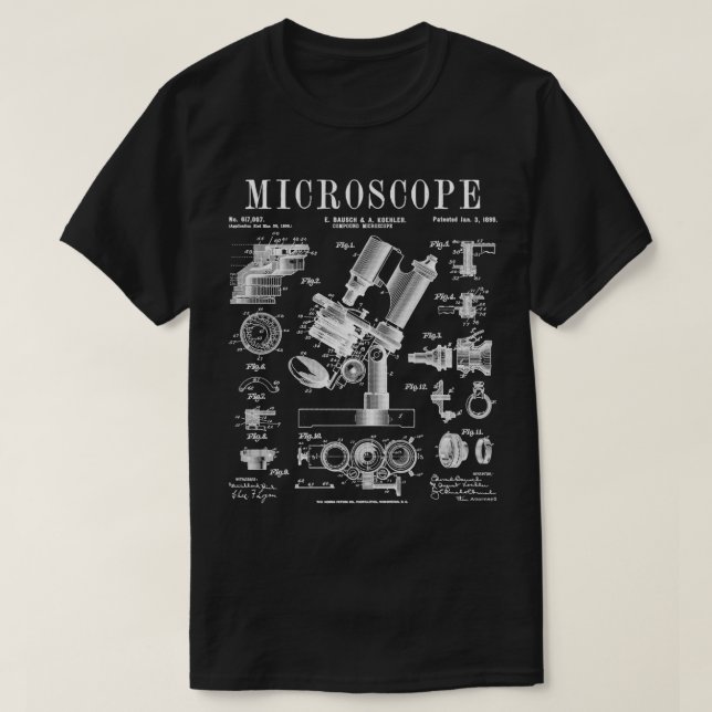 T-shirt Microscope Biologiste Science Brevet Vintage Drawi (Design devant)