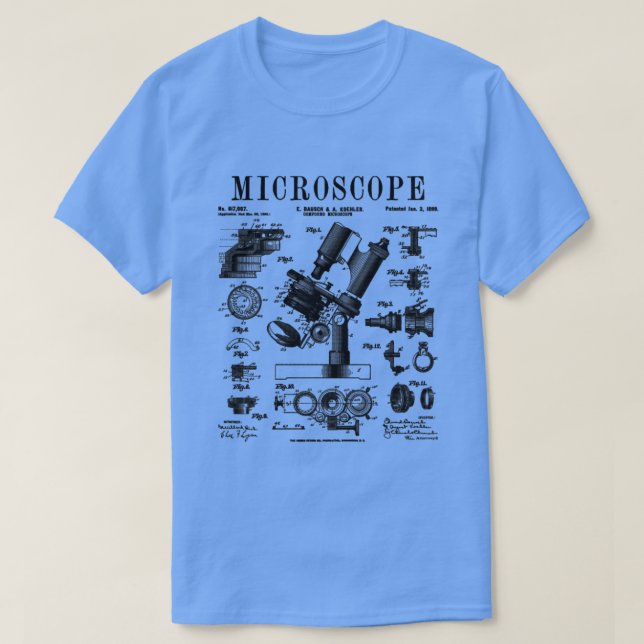 T-shirt Microscope Biologiste Science Brevet Vintage Drawi (Design devant)