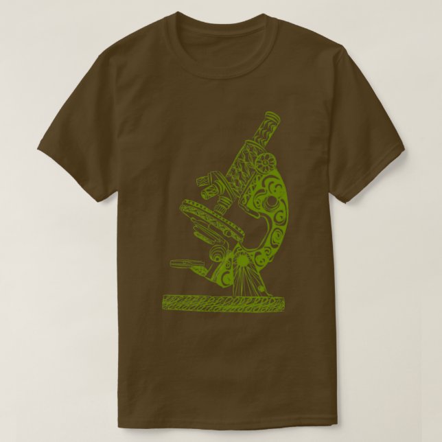 T-shirt Microscope scientifique Ligne Dessin Olive (Design devant)
